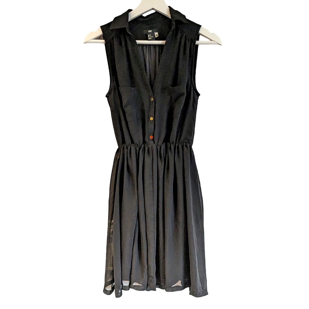 H&M Black Sleeveless Mini Dress size 4